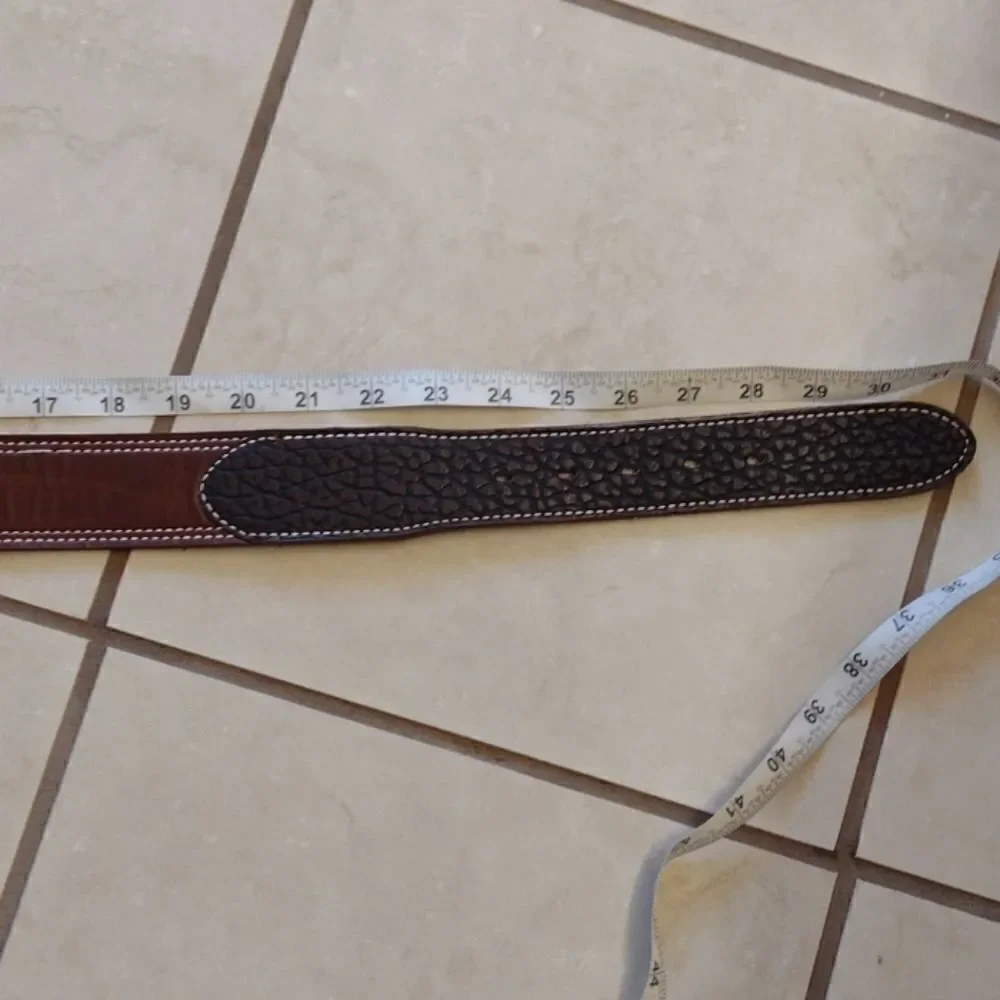 Solid bronze and leather GLO belt Brown Size 28
